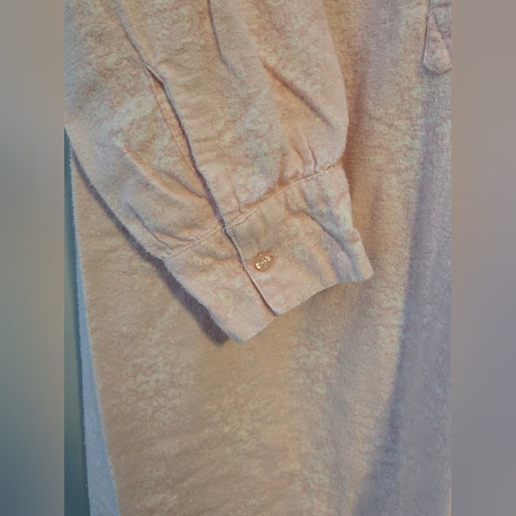 Vtg Pedal Pink Ruffled Long Flanel Floral Nightgown Size L Cozy GrannyCore Warm - Picture 4 of 8